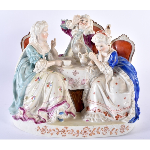 750 - AN ANTIQUE GERMAN MEISSEN PORCELAIN FIGURAL GROUP together with a Sitzendorf figural group. Largest ... 