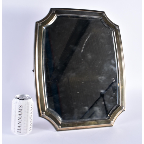 766 - A LARGE ART DECO SILVER MIRROR. 42 cm x 36 cm.