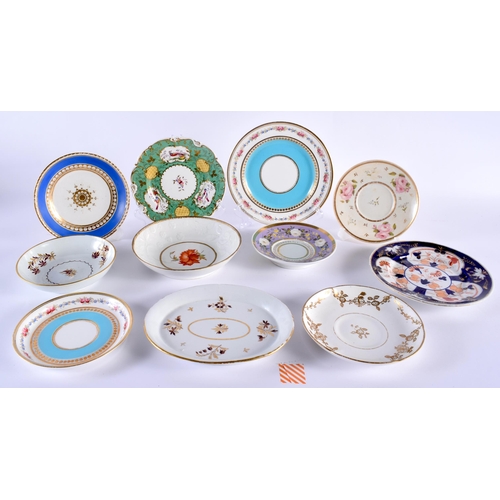 8 - ASSORTED 18TH/19TH CENTURY BARR, FLIGHT BARR & BARR & WORCESTER SAUCERS in various forms and designs... 