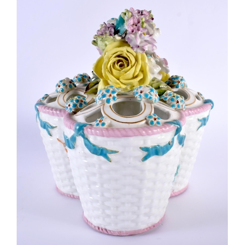 84 - A 19TH CENTURY CONTINENTAL PORCELAIN POT POURRI of naturalistic form. 18 cm x 14 cm.