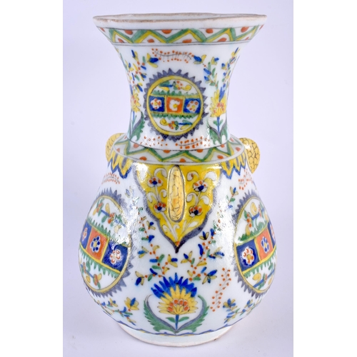 86 - A MIDDLE EASTERN TURKISH FAENCE KUTAHYA MOSQUE VASE. 21 cm x 11 cm.