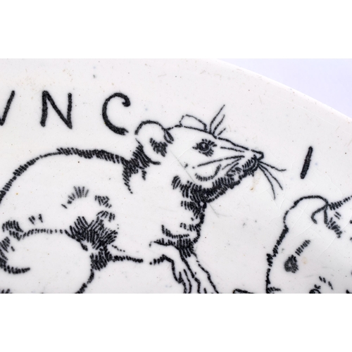 92 - A VERY RARE VICTORIAN COPELAND YE MICE IN CONVINCIL CRESCENT DISH. 24 cm x 14 cm.