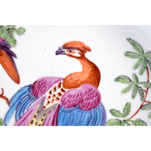 96 - AN 18TH CENTURY CHELSEA FLUTED PORCELAIN DISH C1770 painted in the Manner of Giles with exotic birds... 