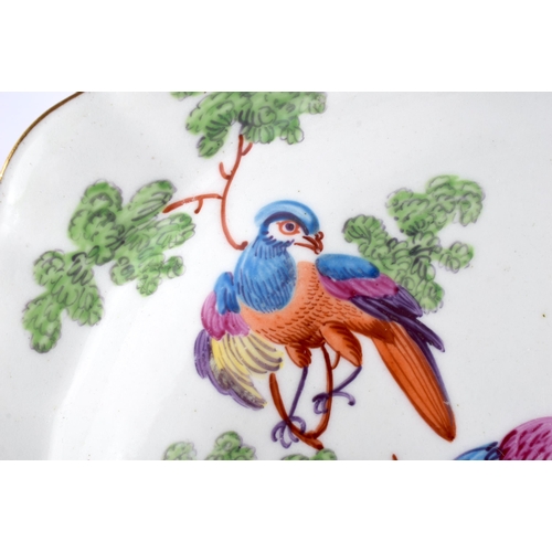 96 - AN 18TH CENTURY CHELSEA FLUTED PORCELAIN DISH C1770 painted in the Manner of Giles with exotic birds... 