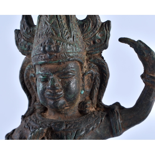 THREE 19TH CENTURY SOUTHEAST ASIAN BRONZE BUDDHA modelled in various ...