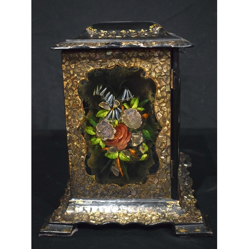 3994 - A Japanese paper Mache lacquered sewing cabinet by Jennings & Betridge  30 x 31.5 cm