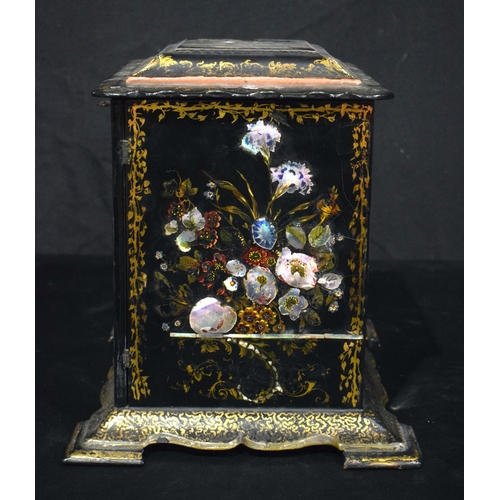 3995 - A Japanese paper Mache lacquered sewing cabinet by Jennings & Betridge 31 x 32 cm