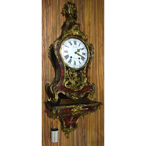 3996 - A large 18th century tortoiseshell Boulle clock 124 x 43 cm