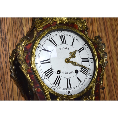 3996 - A large 18th century tortoiseshell Boulle clock 124 x 43 cm