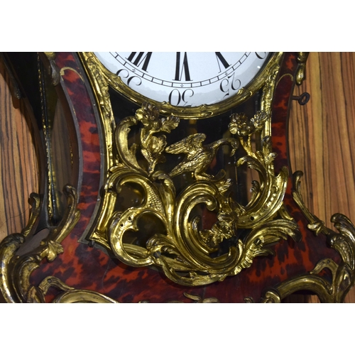 3996 - A large 18th century tortoiseshell Boulle clock 124 x 43 cm