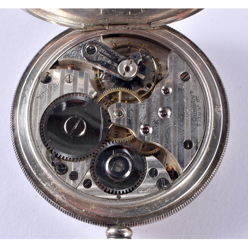 107 - Sterling Silver Gents Vintage Half Hunter POCKET WATCH.  Hallmarked Birmingham 1923.  Movement - Han... 