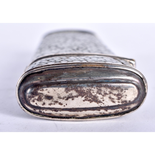 112 - A LOVELY GEORGE III SILVER AND SHAGREEN ETUI the lid rising to reveal a fitted interior, including s... 