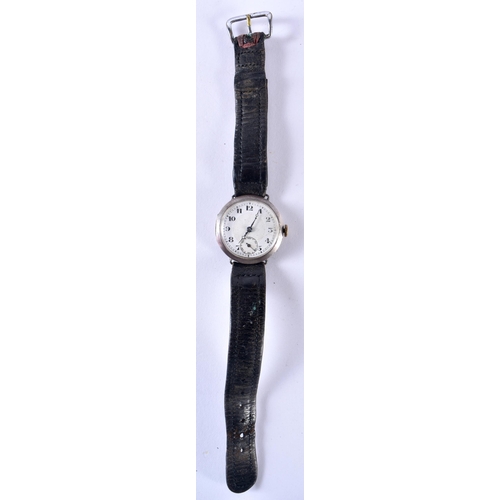 118 - Sterling Silver Cased Gents Vintage Trench Style WRIST WATCH .  Movement - Hand-wind .  WORKING - Te... 