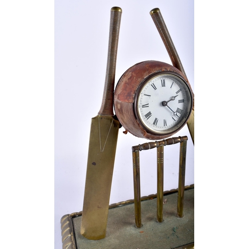 123 - A VERY RARE LATE VICTORIAN/EDWARDIAN BRONZE NOVELTY CLOCK of Cricketing interest, formed with a cent... 