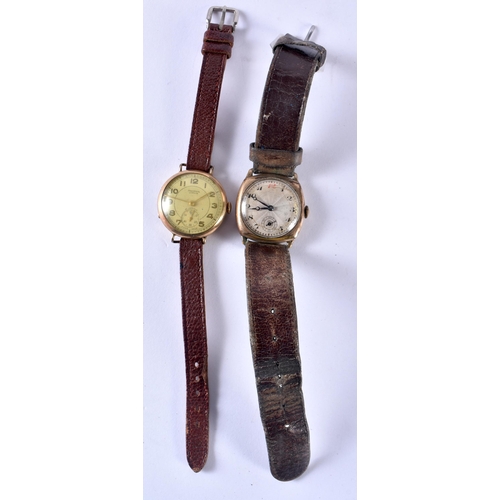 126 - Gents Rolled Gold Trench Style Wrist Watches .  Hand-wind.  WORKING - Tested For Time.  Inc. WALTHAM... 