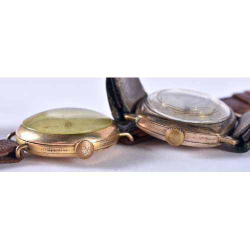 126 - Gents Rolled Gold Trench Style Wrist Watches .  Hand-wind.  WORKING - Tested For Time.  Inc. WALTHAM... 