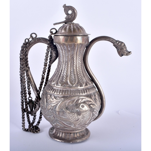 128 - A Silver Middle Eastern Coffee Pot.  XRF Tested 950 purity.  13.2cm x 11cm x 6.2cm, weight 169g