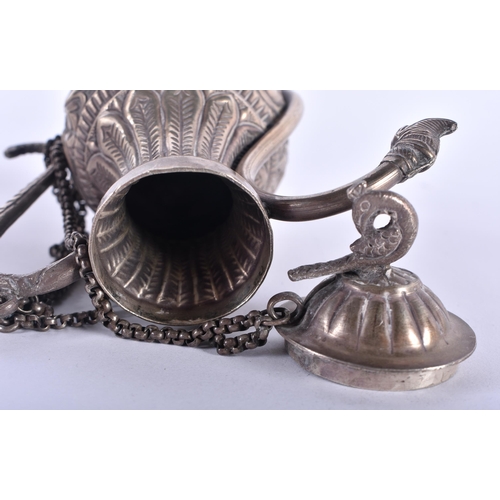 128 - A Silver Middle Eastern Coffee Pot.  XRF Tested 950 purity.  13.2cm x 11cm x 6.2cm, weight 169g