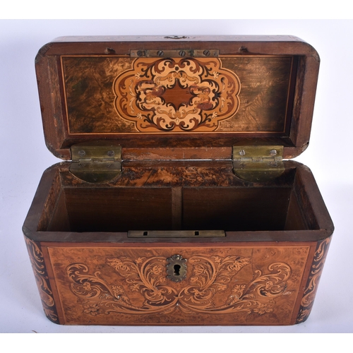 14 - A FINE 18TH CENTURY BURR WOOD AND FRUITWOOD RECTANGULAR TEA CADDY Attributed to Thomas Hache (1664-1... 