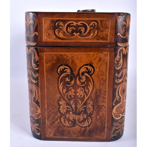 14 - A FINE 18TH CENTURY BURR WOOD AND FRUITWOOD RECTANGULAR TEA CADDY Attributed to Thomas Hache (1664-1... 