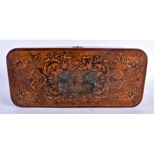 14 - A FINE 18TH CENTURY BURR WOOD AND FRUITWOOD RECTANGULAR TEA CADDY Attributed to Thomas Hache (1664-1... 