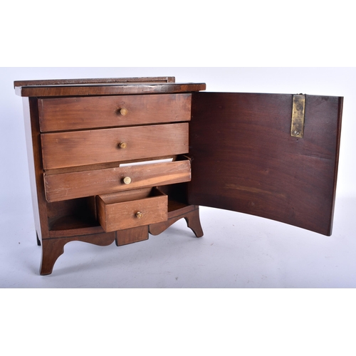 143 - A LATE VICTORIAN MAHOGANY APPRENTICE CHEST OF DRAWERS with five imitation drawers, opening as one to... 