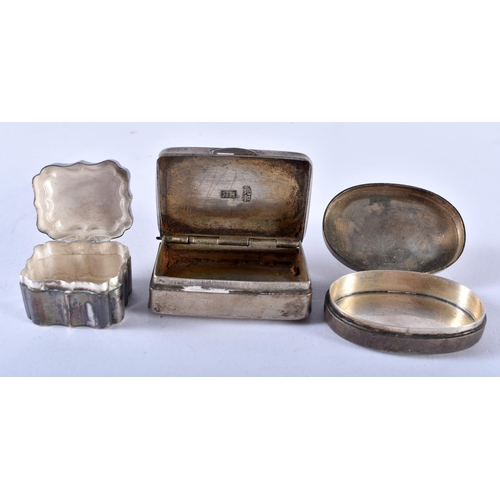 147 - Three Silver Pill Boxes.  Various Stamps.  XRF Tested for purity.  Largest 4.3cm x 2.7cm x 1.3cm, to... 