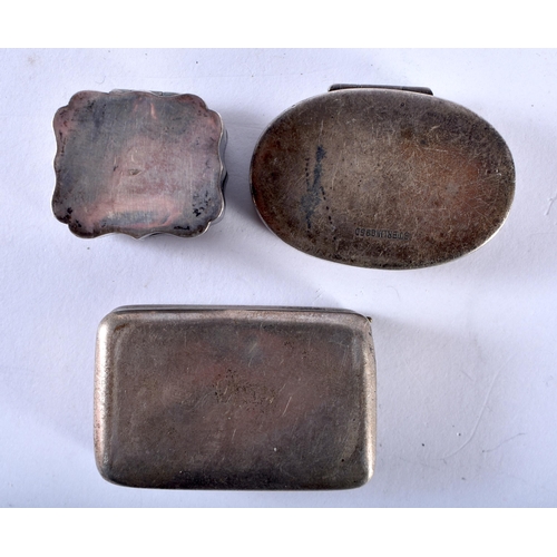 147 - Three Silver Pill Boxes.  Various Stamps.  XRF Tested for purity.  Largest 4.3cm x 2.7cm x 1.3cm, to... 