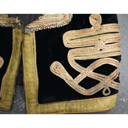 151 - THREE 19TH CENTURY MIDDLE EASTERN TURKISH OTTOMAN JACKETS. (3)  46 cm wide (armpit to armpit). (3)