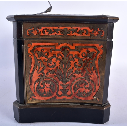 15 - A GOOD EARLY 19TH CENTURY FRENCH BOULLE TEA CADDY of unusual form, with rising lid and twin front do... 