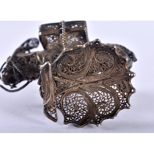 155 - A Silver Filigree Model of a Donkey/  5cm x 4.3cm x 3cm, weight 20g