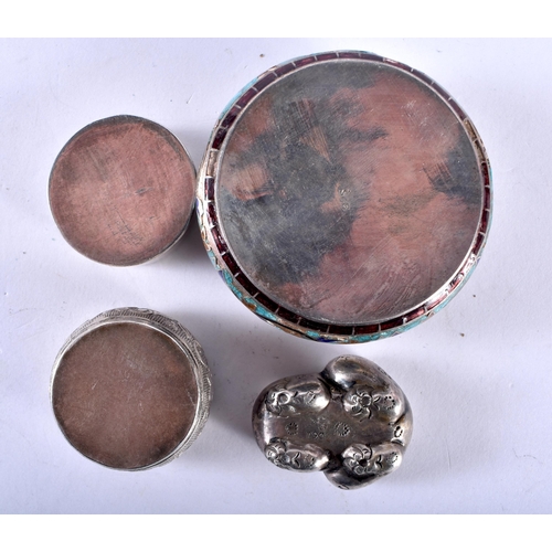 165 - Two Silver and Enamel Pill Boxes together with Two Other Silver Boxes.  Stamped 925, XRF Tested for ... 