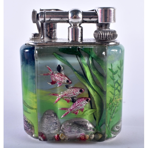 166 - Vintage Alfred Dunhill Service Size Aquarium Cigar / Cigarette Lighter 1950s.  7cm x 5.5cm x 3cm