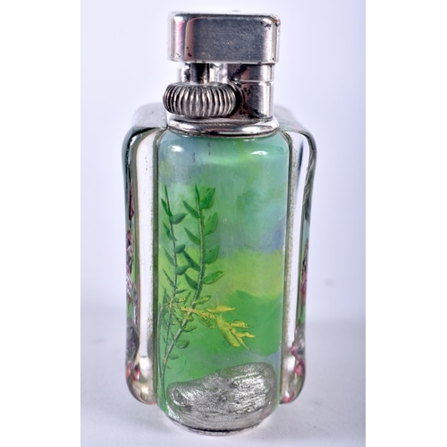 166 - Vintage Alfred Dunhill Service Size Aquarium Cigar / Cigarette Lighter 1950s.  7cm x 5.5cm x 3cm