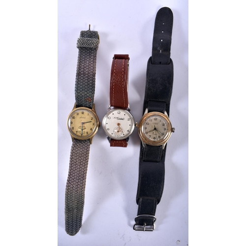 171 - Gents Rolled Gold Trench Style Wrist Watches .  Hand-wind.  WORKING - Tested For Time.  Inc. WALTHAM... 