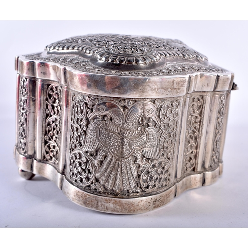 178 - An Indian Silver Box with Embossed Elephant Decoration on Bun Feet.  Presented by Royal Engineers in... 