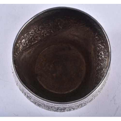 196 - A Continental Silver Bowl with Embossed Decoration.  XRF Tested for purity 800 Silver.  Weight 45g