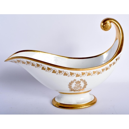 24 - A LATE 19TH CENTURY FRENCH SEVRES PORCELAIN SAUCEBOAT of elegant form, painted with delicate acorn l... 