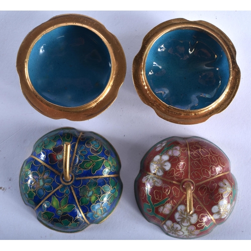 38 - SIX CHINESE REPUBLICAN PERIOD CLOISONNE ENAMEL WARES. Largest 11 cm high. (6)