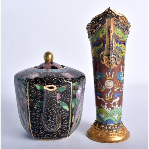 38 - SIX CHINESE REPUBLICAN PERIOD CLOISONNE ENAMEL WARES. Largest 11 cm high. (6)