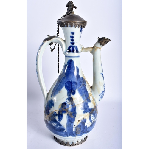 46 - AN EARLY 18TH CENTURY JAPANESE EDO PERIOD EWER AND COVER together with a Chinese Republican period p... 