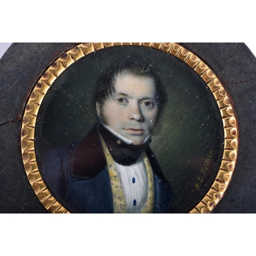 50 - Leopold Fischer (1814-1860) Portrait Miniature, inset within a gilt mounted bloodstone box and cover... 