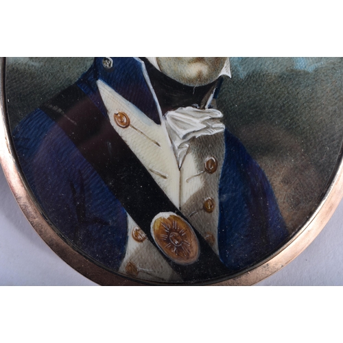 51 - Manner of Carl Christian Fiedler (1789-1851) Portrait Miniature, Male wearing a blue military tunic ... 