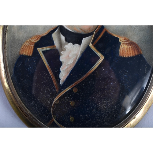 55 - Manner of Richard Woodman (1784-1859) Portrait Miniature, Male wearing a military tunic, gilt metal ... 