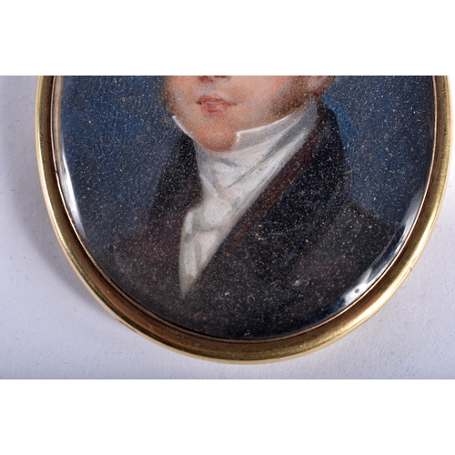 59 - Manner of John Smart (1741-1811) Portrait Miniature, Handsome male wearing a dark brown coat, gilt m... 