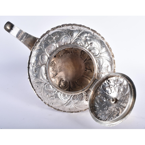 630 - A FINE ART NOUVEAU CABBAGE LEAF SILVER TEAPOT AND COVER by the Guild of Handicrafts. London 1911. 73... 