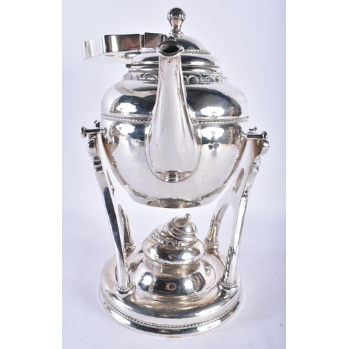 82 - A LARGE ART DECO DANISH SILVER SPIRIT KETTLE ON STAND Copenhagen, possibly by Johannes Siggaard, wit... 