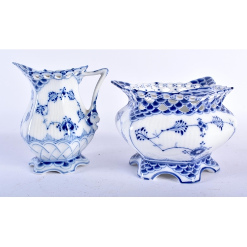 94 - A COLLECTION OF DANISH ROYAL COPENHAGEN BLUE AND WHITE PORCELAIN WARES including a vase, preserve po... 