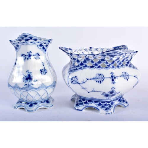 94 - A COLLECTION OF DANISH ROYAL COPENHAGEN BLUE AND WHITE PORCELAIN WARES including a vase, preserve po... 