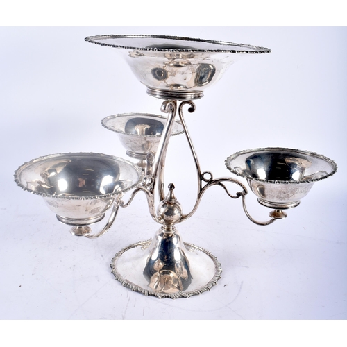 105E - AN UNUSUAL ART NOUVEAU ENGLISH SILVER EPERGNE. Birmingham 1912. 1984 gram. 33 cm x 20 cm. (4)